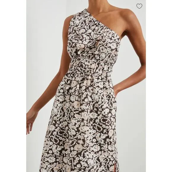 Rails Selani One Shoulder Midi Dress Russet Floral Size Large - Picture 3 of 11